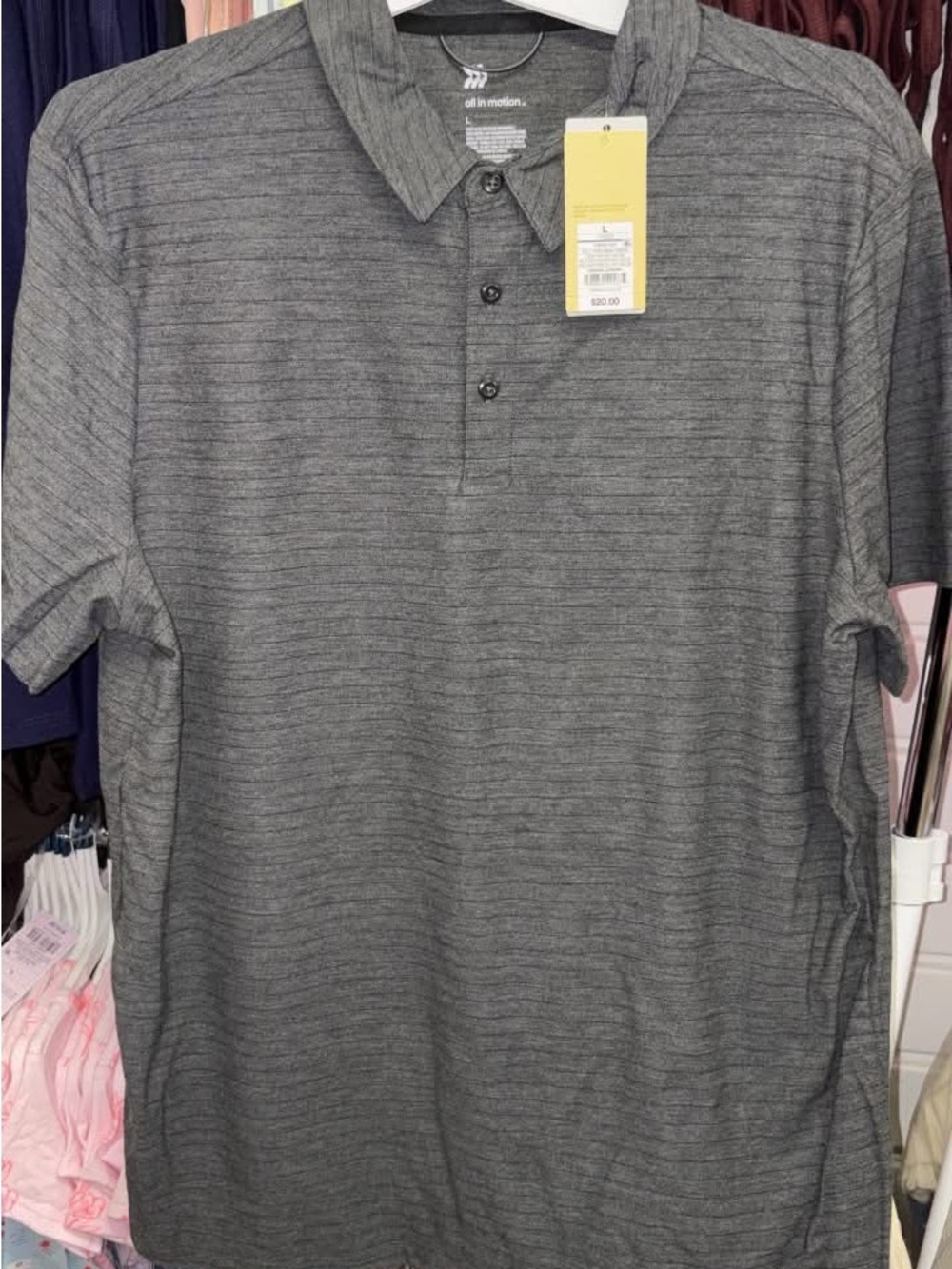 all in motion Men's Charcoal Heather Polo